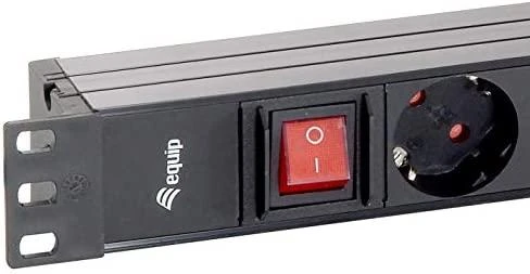Equip 19 colių (1U) 8 kontaktų „Schukon“ lizdų juosta, 1,8 m ilgio