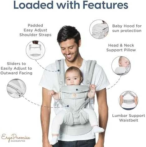 ERGOBABY nešioklė OMNI 360 COOL AIR Mesh, pearl pilkas, BCS360PGREY