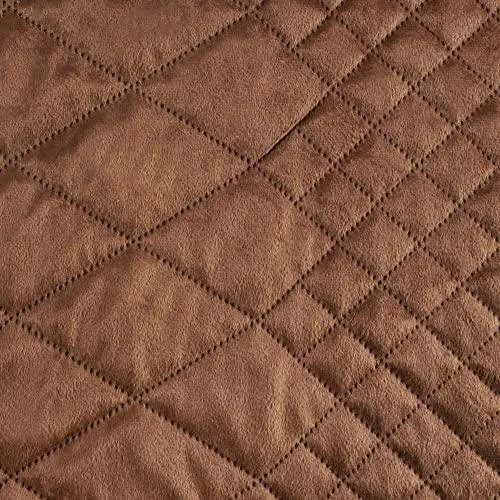 Eurofirany DESIGN 91 LUIZ / 3 Aksominė lovatiesė, dygsniuota karšto spaudimo būdu su geometriniu raštu, 170X210 cm, spalva: plytų Lovatiesė