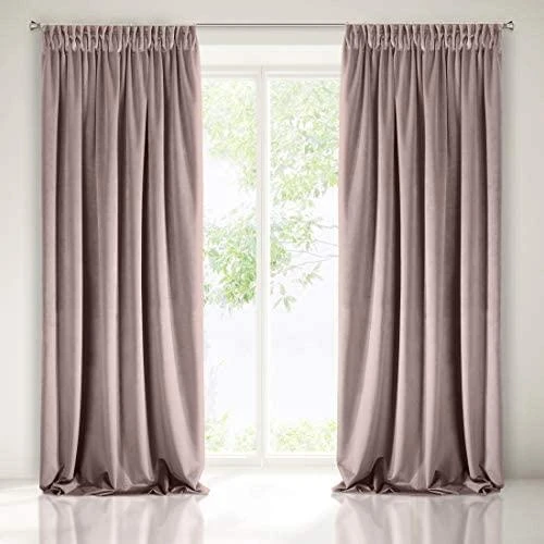 Naktinė užuolaida iš minkšto aksomo Eurofirany DIVA LINE RIA 140X270 cm, juosta/ tunelis/ kabliukai, 300g/m2, spalva: pudros