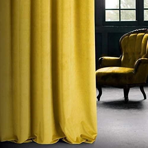 Eurofirany DIVA LINE RIA Minkšto aksomo naktinė užuolaida, 140X250 cm, kilpos / žiedai, spalva: garstyčių