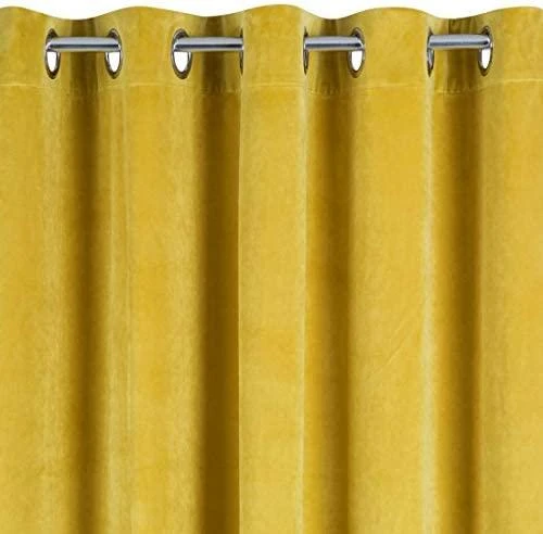 Eurofirany DIVA LINE RIA Minkšto aksomo naktinė užuolaida, 140X250 cm, kilpos / žiedai, spalva: garstyčių