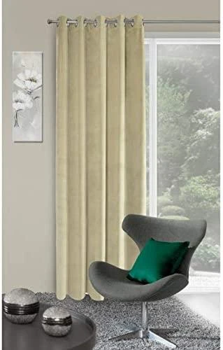 Eurofirany DIVA LINE RIA Minkšto aksomo naktinė užuolaida, 140X250 cm, kilpos / žiedai, spalva: smėlio