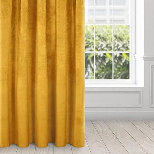 Naktinė užuolaida iš minkšto aksomo Eurofirany DIVA LINE RIA 140X270 cm, juosta/ tunelis/ kabliukai, 300 g/m2, spalva: garstyčių