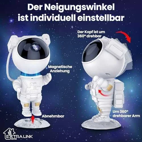 „Extralink“ žvaigždžių projektorius | Naktinė lempa, projektorius | vaikams, astronauto formos