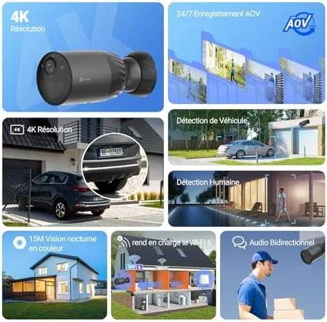 WIFI kamera EZVIZ CS-BC1c akumuliatorinė kamera, 8MP 4K