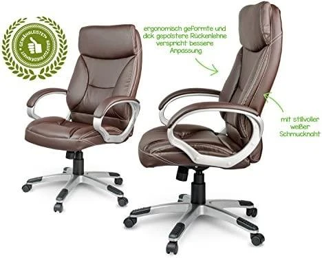 Sofotel Ruda ekologinės odos biuro kėdė, ergonomiška pasukama kėdė su galvos atrama, patogi vadovo kėdė namų biurui