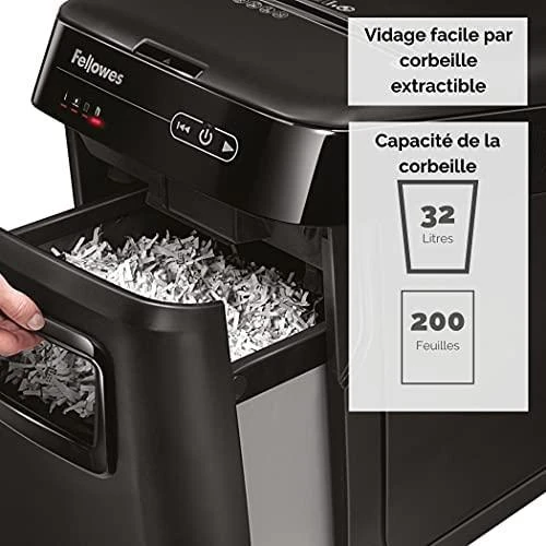 Fellowes Cross-Cut | AutoMax 200C | Juodas | Popieriaus smulkinimas | Kompaktinių diskų smulkinimas | Kreditinių kortelių smulkinimas