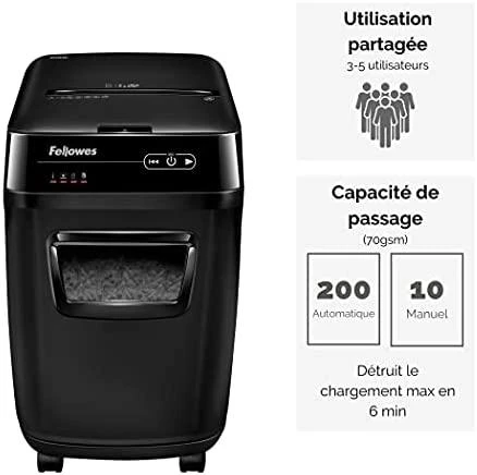 Fellowes Cross-Cut | AutoMax 200C | Juodas | Popieriaus smulkinimas | Kompaktinių diskų smulkinimas | Kreditinių kortelių smulkinimas