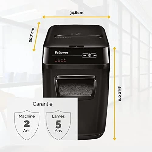 Fellowes kryžminio pjovimo smulkintuvas | AutoMAX 150C | Juodas | Popieriaus smulkintuvas | Kompaktinių diskų smulkintuvas | Kreditinių kortelių smulkintuvas | Automatinis padavimas