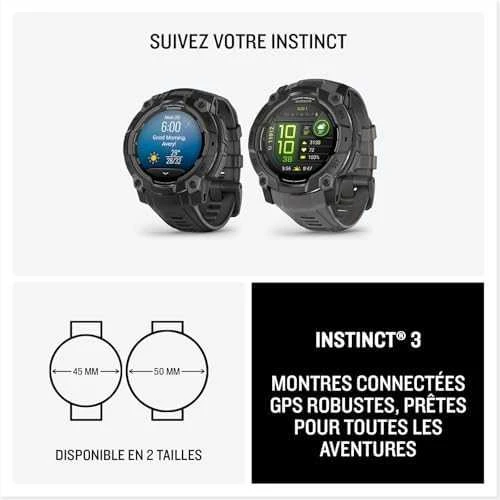 Išmanusis laikrodis Garmin Instinct 3 – 45 mm, AMOLED Juodas su juodu dirželiu