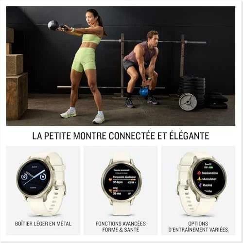 Išmanusis laikrodis Garmin Venu® 4 - 41 mm | spalva: pilkšvos aukso spalvos su kreminės spalvos silikoniniu dirželiu (010-03013-00)