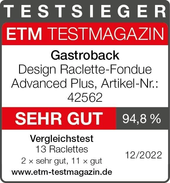 Gastroback 42562 Design Raclette Fondue Advanced Plus Nerūdijantis plienas