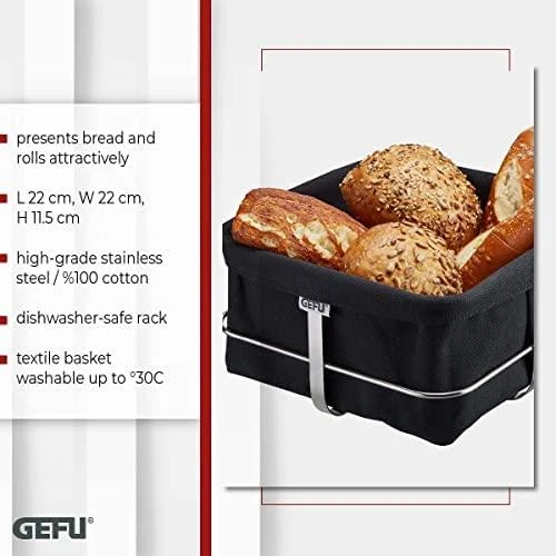 Gefu BRUNCH duonos krepšelis, juodas Gefu