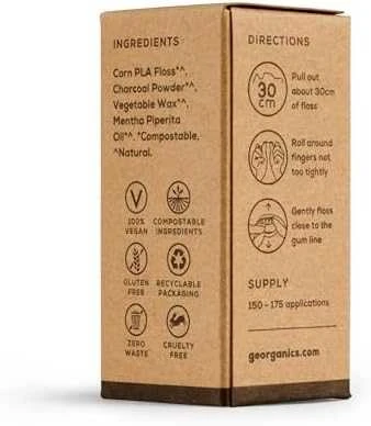 „Georganics“ dantų siūlas su medžio anglimi, 50 m