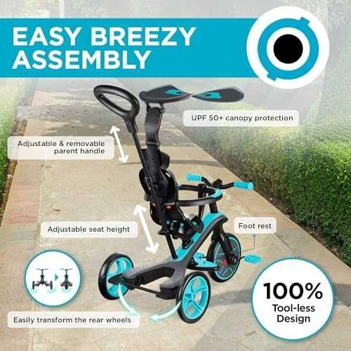 Daugiafunkcinis triratukas Globber Explorer Trike 4in1, rožinis 632-110