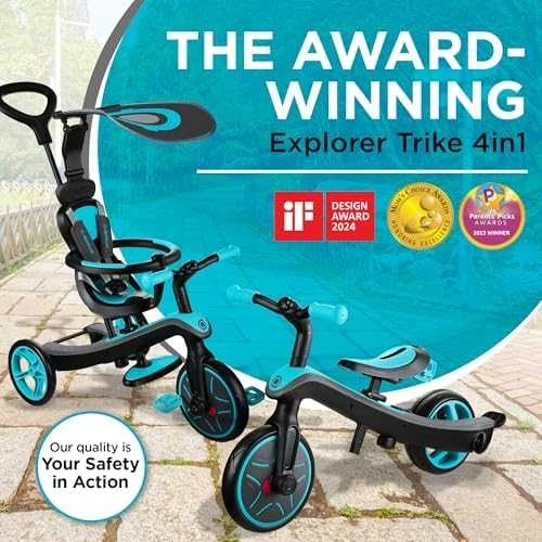 Daugiafunkcinis triratukas Globber Explorer Trike 4in1, rožinis 632-110