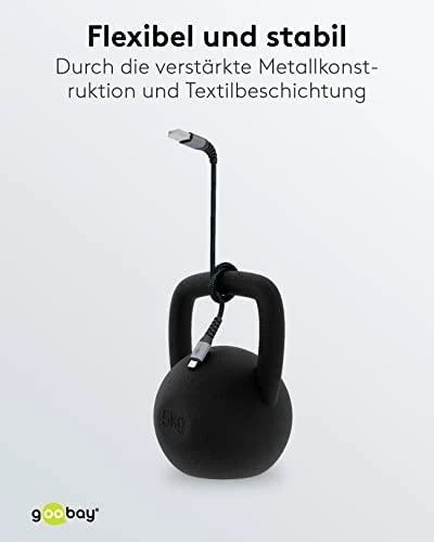 Goobay | Lightning to USB-A tekstilinis kabelis su metaliniais kištukais | 49268 | USB-A į „Lightning“.