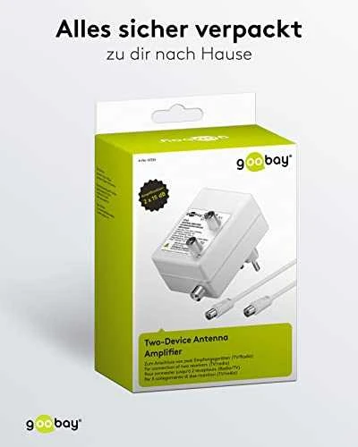 RTV antena Goobay Antenos stiprintuvas dviem įrenginiams (DVB-T / DVB-T2 / DVB-C)