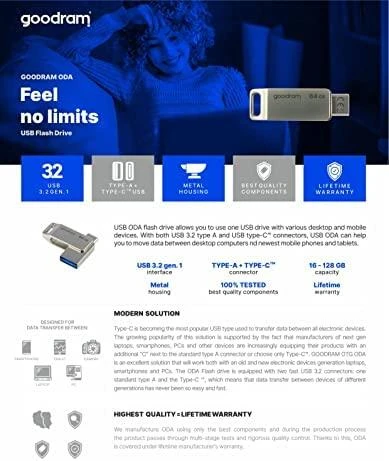 Atmintinė Goodram ODA3 128GB OTG USB 3.0 + Type-C