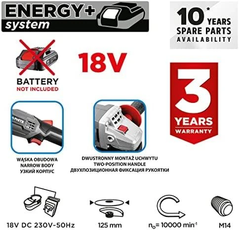 Graphite Šlifuoklis katowa akumuliatorinė Energy+ 125mm