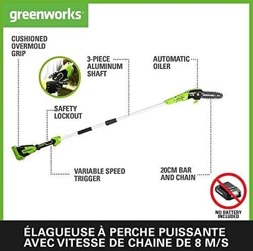 Greenworks Grandininė aukštapjovė G40PSF 20 cm, 40V, be akumuliatoriaus ir kroviklio