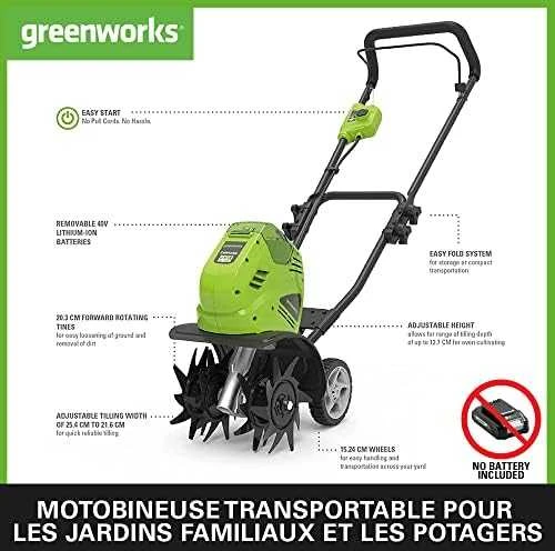 Kultivatorius Greenworks G40TL; 40 V (be akumuliatoriaus ir pakrovėjo)