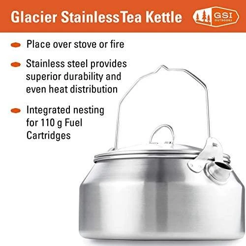 JAV GSI Glacier Stainless Tea Virdulys 950 ml arbatinukas
