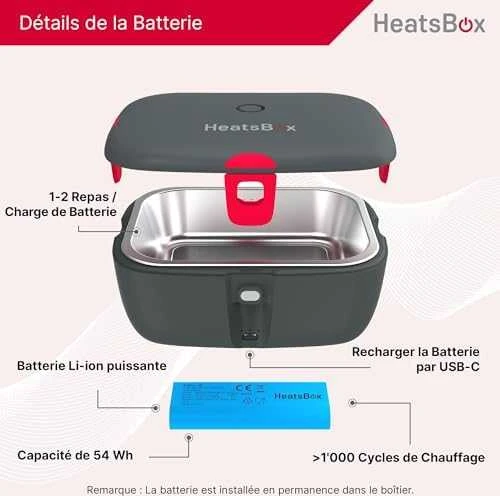 HeatsBox HB-04-102B elektrinė priešpiečių dėžutė 100 W 0,925 L Juodas Suaugusiųjų
