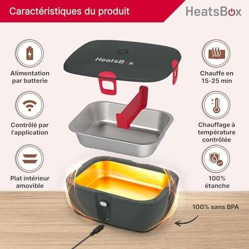 HeatsBox HB-04-102B elektrinė priešpiečių dėžutė 100 W 0,925 L Juodas Suaugusiųjų