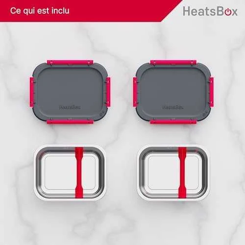Maisto dėžučių rinkinys, skirtas HeatsBox GO/PRO/STYLE/STYLE+ šildomoms dėžutėms, grafito/raudonos spalvos
