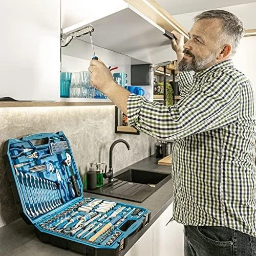Įrankių komplektas Hogert HT1R439; 1/2''; 3/8''; 1/4''; 131 vnt.
