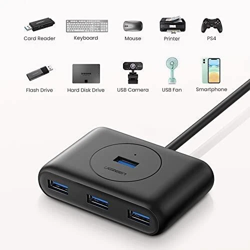 UGREEN USB 3.0 HUB 4in1 0.5m juodas