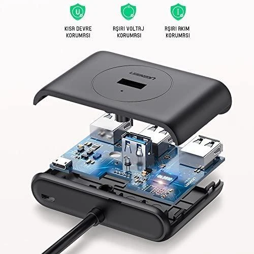 UGREEN USB 3.0 HUB 4in1 0.5m juodas