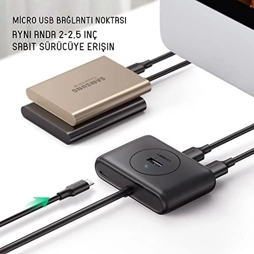 UGREEN USB 3.0 HUB 4in1 0.5m juodas
