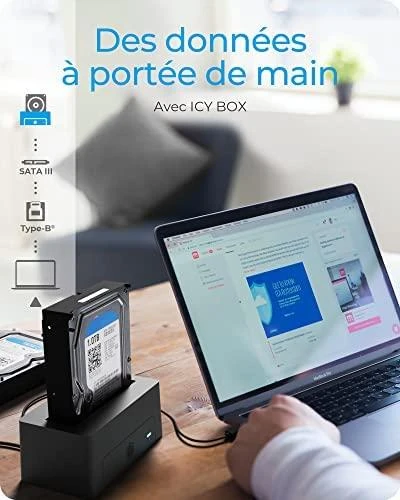 Icy Box Raidsonic | Ledinė dėžė | IB-1121-U3 prijungimo stotis, skirta 1x 2,5"/3,5" SATA I/II/III, USB 3.2 Gen 1, maitinimo šaltinis