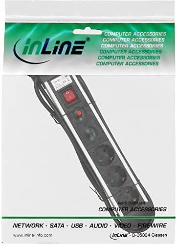 InLine apsauga nuo viršįtampių 3 lizdai 1,5 m juoda (16431A)
