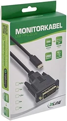 Kabelis USB InLine USB-C - DVI-D 1 m Juodas (64131)