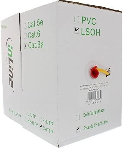 InLine montavimo kabelis S/FTP, PiMF, Cat.6A, be halogenų, 500MHz, geltona 100m (76899Y)