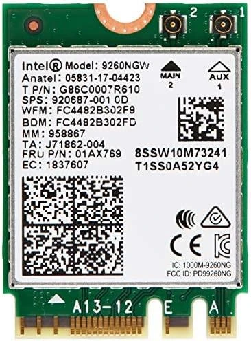 Intel dviejų dažnių belaidis AC 9260, WLAN + „Bluetooth 5.1“ adapteris – M.2 / A-E raktas
