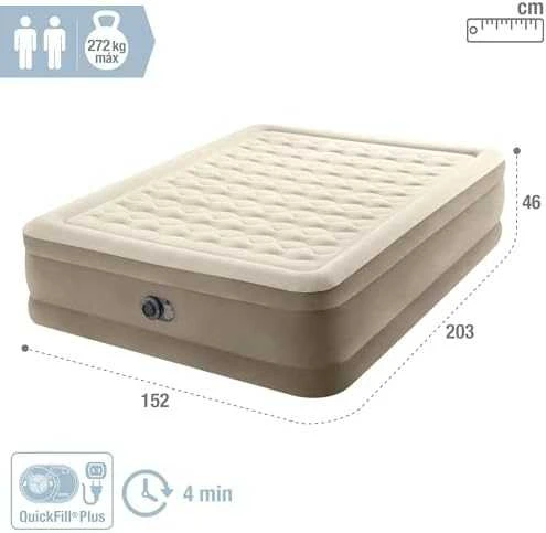 INTEX Pripučiamas čiužinys-lova Ultra Plush Queen su pompa,152x203x46cm