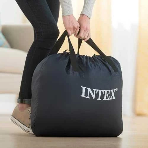 INTEX Pripučiamas čiužinys-lova Ultra Plush Queen su pompa,152x203x46cm