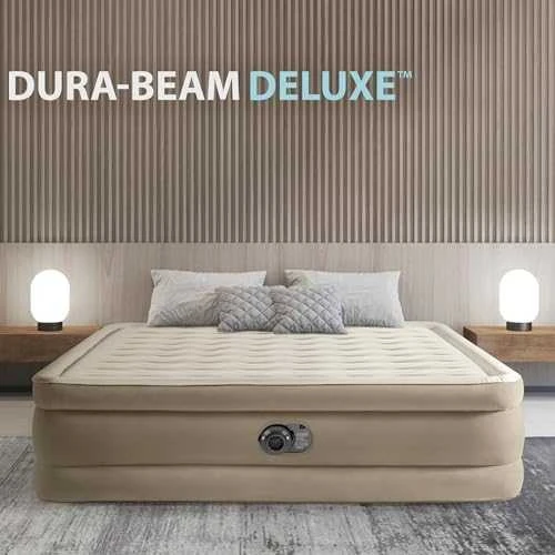 INTEX Pripučiamas čiužinys-lova Ultra Plush Queen su pompa,152x203x46cm