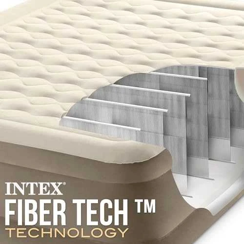 INTEX Pripučiamas čiužinys-lova Ultra Plush Queen su pompa,152x203x46cm