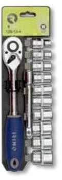 Terkšlės 1/2" ir galvučių rinkinys su prailgintoju 125mm.10-24mm, 12 vnt Irimo