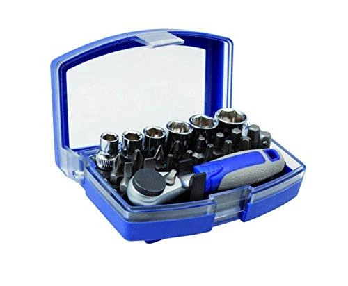 Galvučių 6-13mm ir priedų rinkinys 1/4" 23 vnt PH1/2, PZ1/2, HEX 3/4/5/6, Torx T10/15/20/25/30, SL 4/6 Irimo