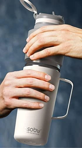 Asobu Twin Pack Butelis su puodeliu raudonas, 0,9 L + 0,6 L