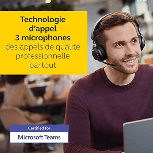 JABRA Evolve2 65 MS Stereo Ausinės on-ear Bluetooth belaidės USB-C noise isolating juodas Certified skirta Microsoft Teams