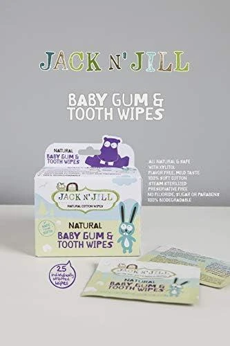 JACK N' JILL natūralios dantukų ir dantenų servetėlės su ksilitoliu, 25 vnt.