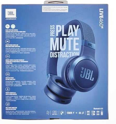 Belaidės Ausinės su aktyviu triukšmo slopinimu JBL Live 460NC, Mėlynos